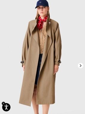2026 Authentic Maje Long Belted Trench with Gold Buttons Coat $650